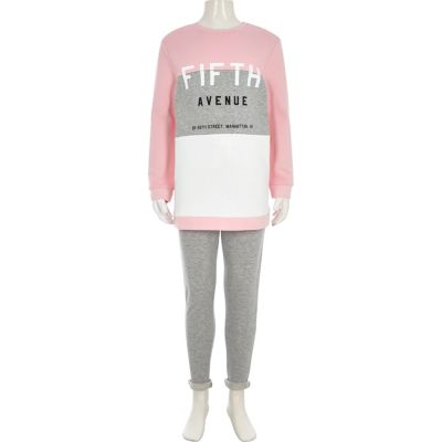 Girls pink and grey Fifth Avenue sweat set